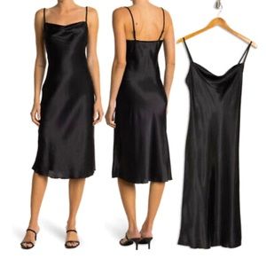 Bebe | Black Cami Slip dress Cowl Neckline - Midi length | Size Large
